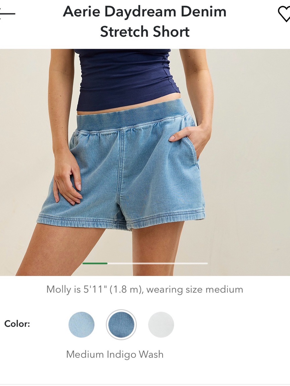 Aerie Daydream Denim Stretch Short - Medium Indigo Wash